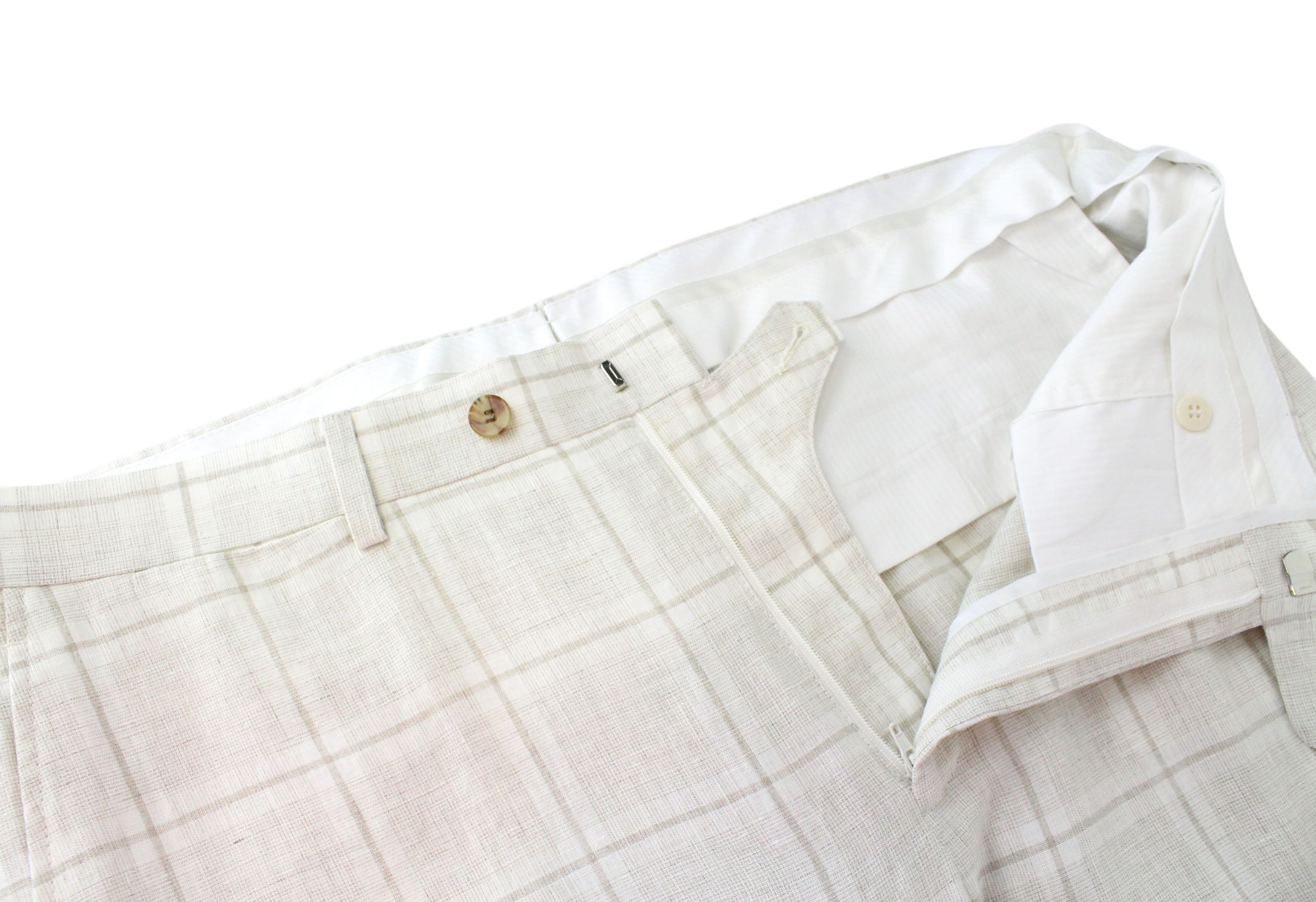 Suitsupply UK44R Beige Linen Checked Pleated Trousers 60405 Size US 44 / EU 60 - 5 Thumbnail