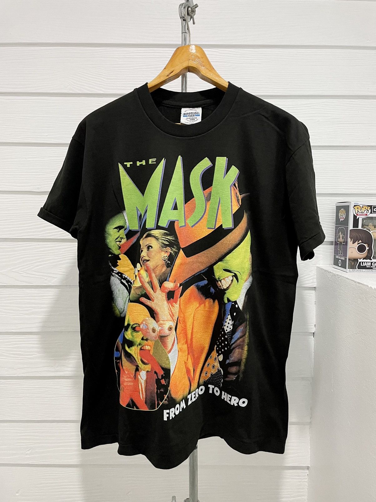 image of The Mask Jim Carrey Movie Modern Bootleg T-Shirt in Black, Men's (Size Large)