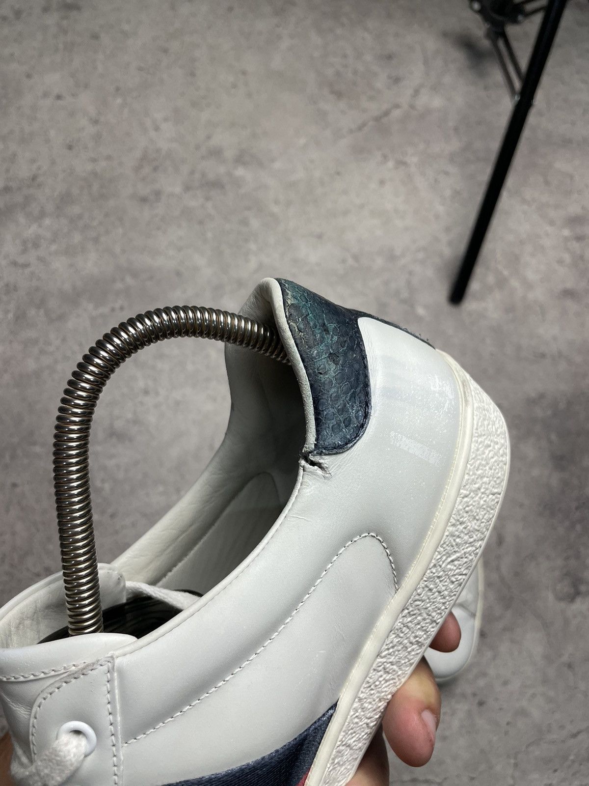 Gucci Gucci Ace Sneakers Og Blue Web White Leather Shoes Monogram Size US 8.5 / EU 41-42 - 3 Thumbnail