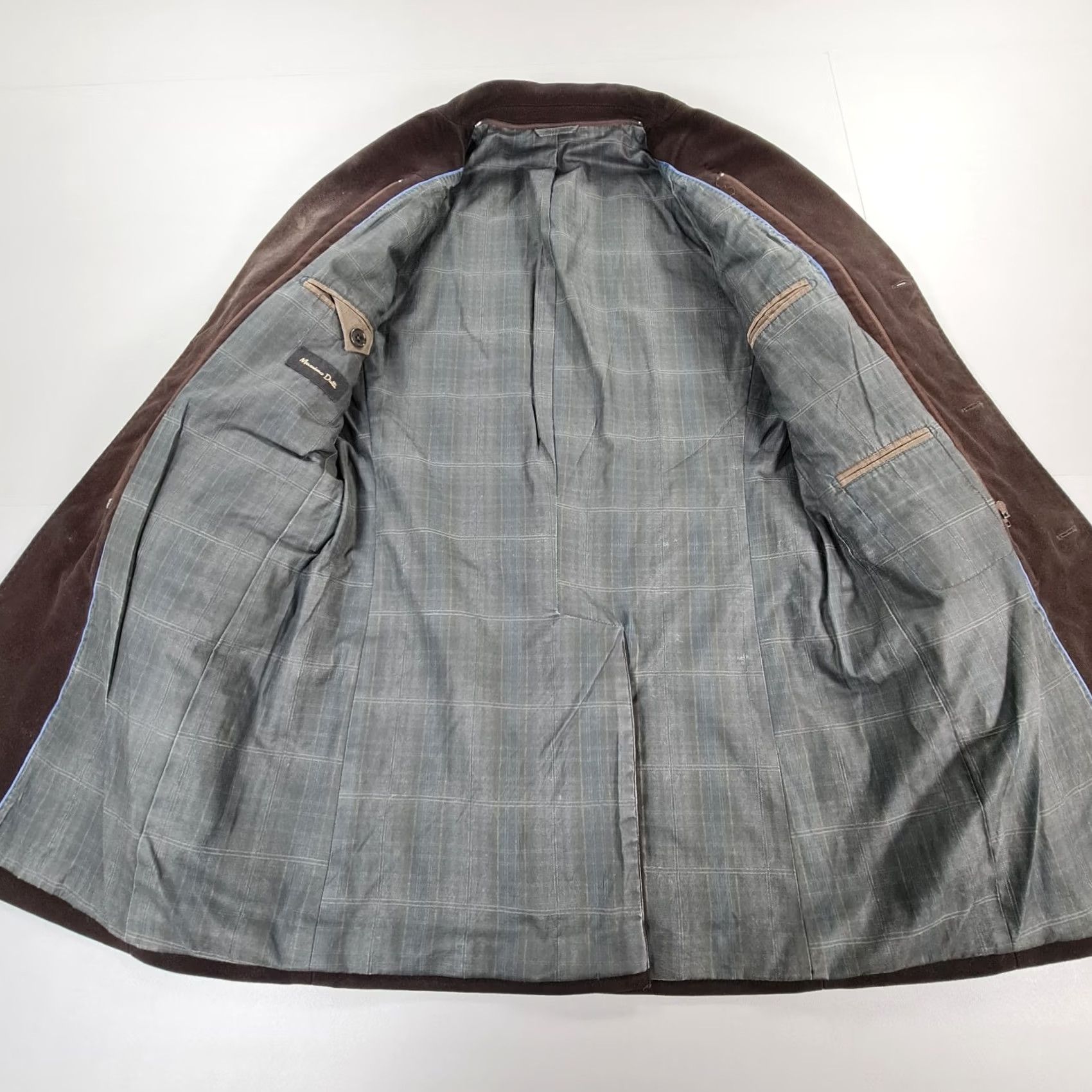 Massimo Dutti Massimo Dutti Mens Coat Brown 40 Moleskin Cotton Blazer Coat Overcoat Winter Long Buttoned Pockets Regular Mens Size 40R - 6 Thumbnail