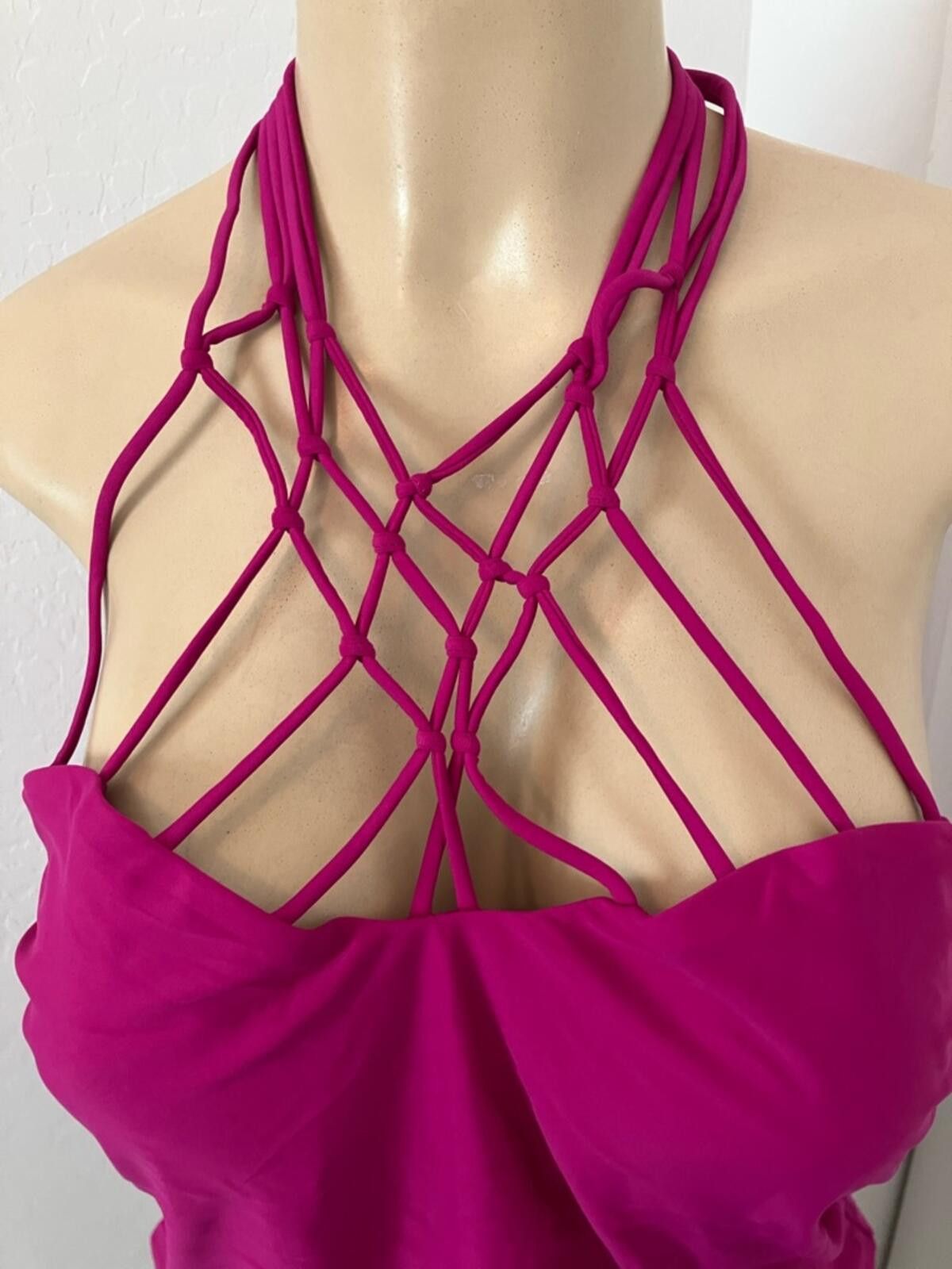 Other Island Escape Strappy Halter Tankini Top - Fuchsia Size ONE SIZE - 3 Thumbnail