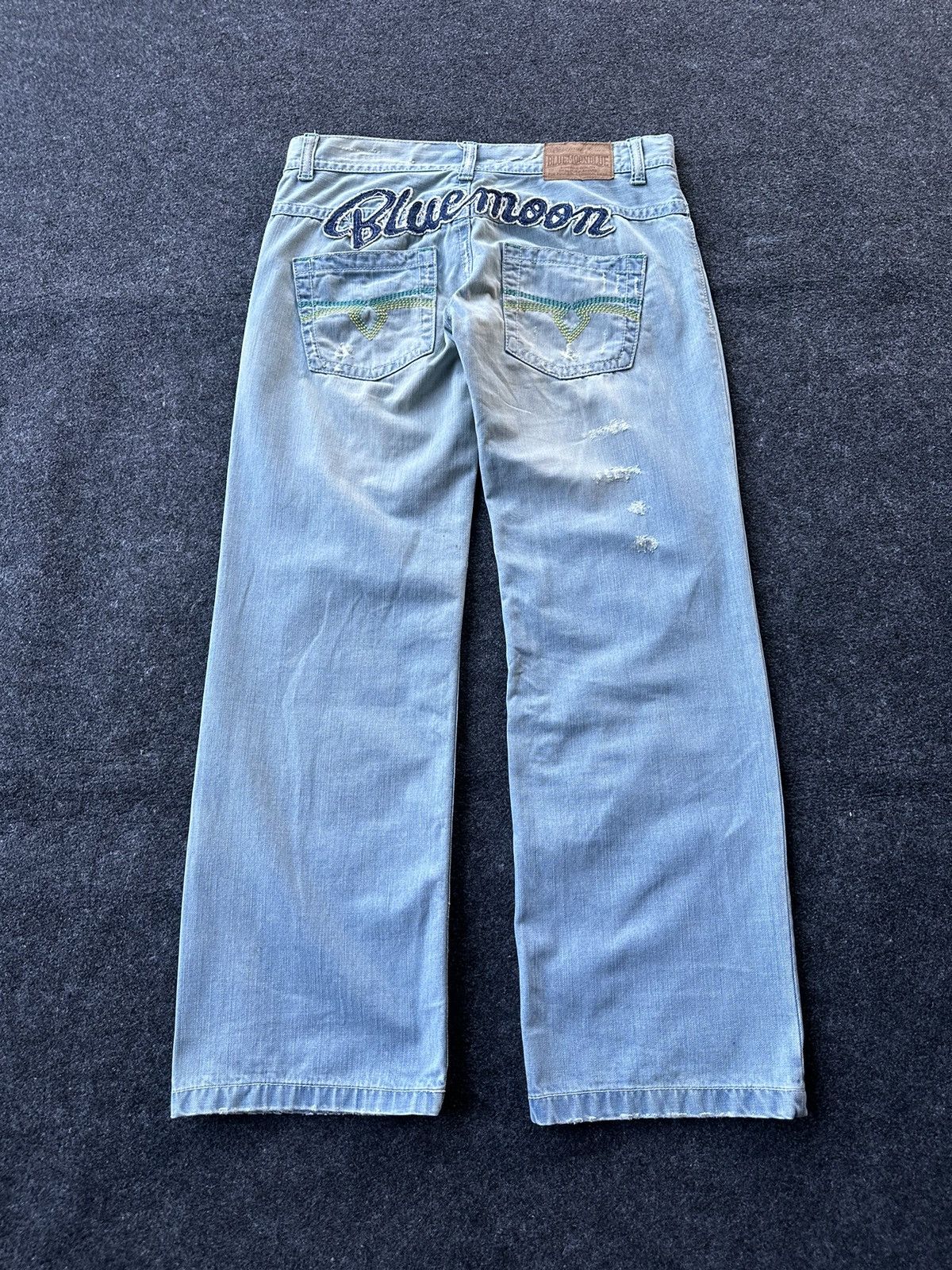 Blue Blue Japan 90s Bluemoon Surf Distressed Vintage Denim D232 Size US 29 - 1 Thumbnail