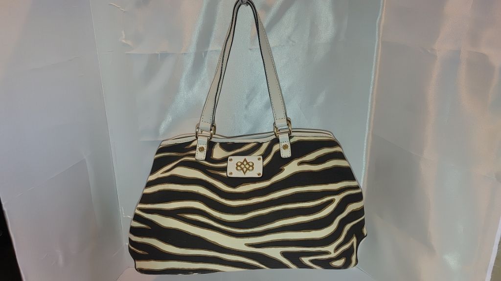 Antonio Maurizi Antonio Melani Zebra Striped Canvas Tote w. Leather Trim Size ONE SIZE - 2 Thumbnail