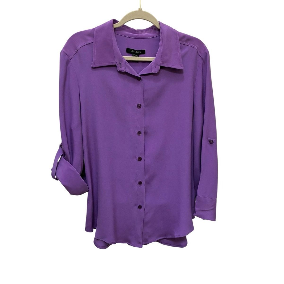 LOUBEN Louben 100% silk violet blouse Made in Canada NWT Size L / US 10 / IT 46 - 3 Thumbnail