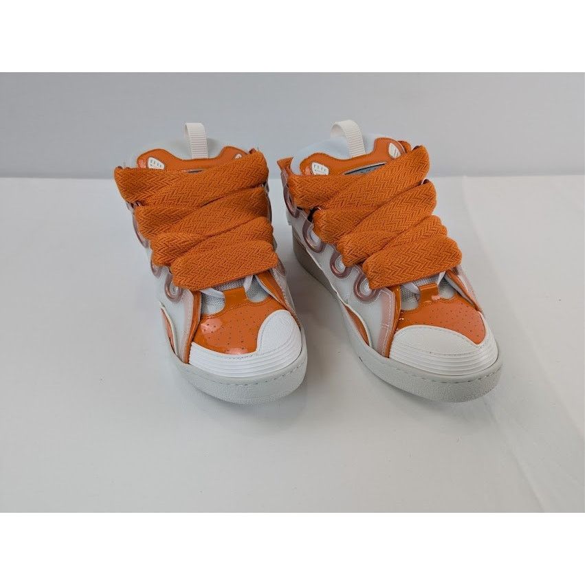 Lanvin o1rshd1 Leather Curb Low-Top Sneaker in Orange / White Size US 9 / EU 42 - 6 Thumbnail