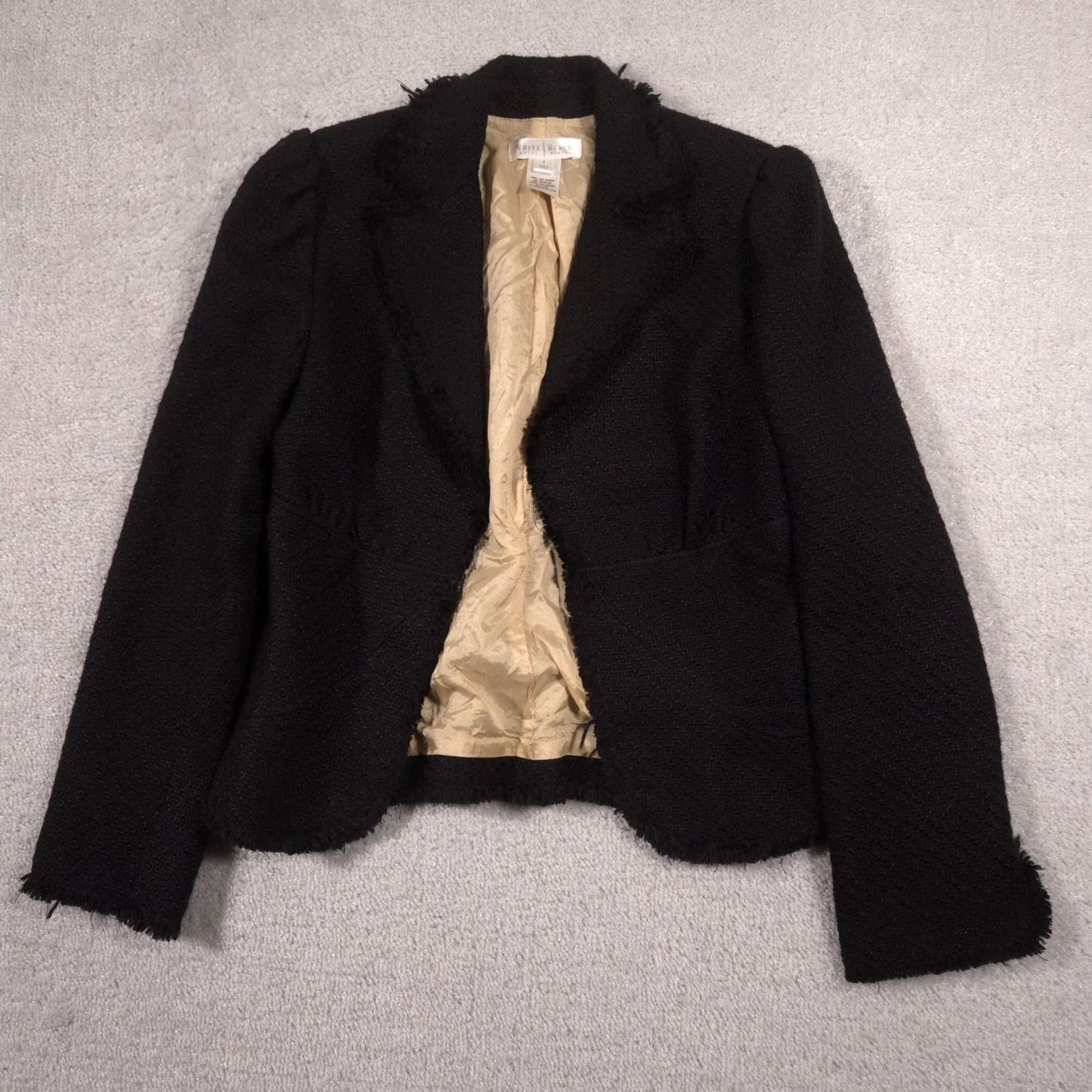 White House Black Market VINTAGE White House Black Market Blazer Womens 0 Black Boucle Fringe Career Jacket Size XS / US 0-2 / IT 36-38 - 2 Thumbnail