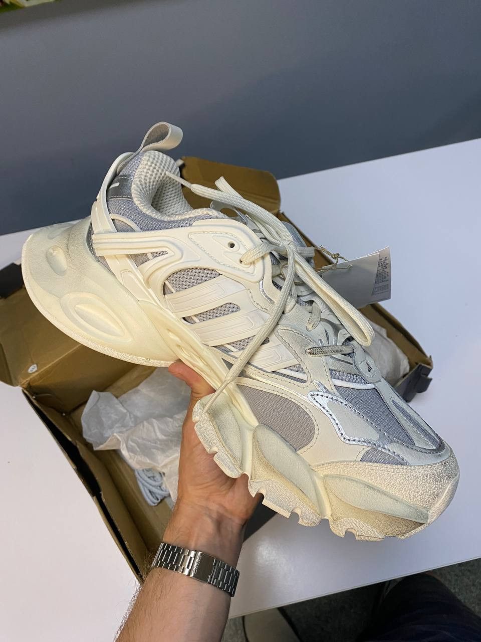 Adidas XLG Runner Deluxe Sail Grey/Core White/Off White Size US 9.5 / EU 42-43 - 2 Thumbnail