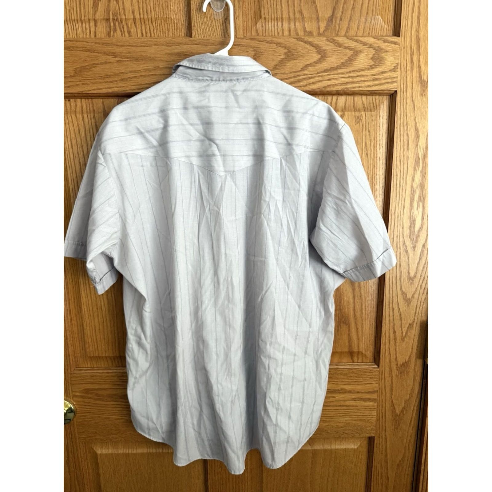 Vintage Mens XL Light Gray Western Pearl Snap Short Sleeve Cowboy Shirt Ely Cattleman Size US 36 / EU 52 - 2 Thumbnail