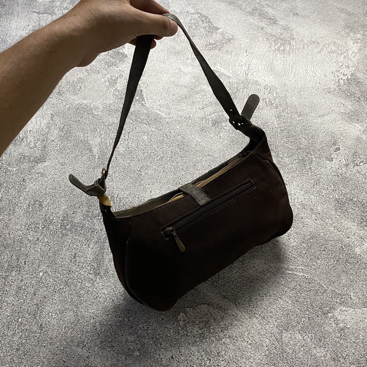 Japanese Brand 2000s Earth Tone Suede Patchwork Shoulder Bag Size ONE SIZE - 5 Thumbnail
