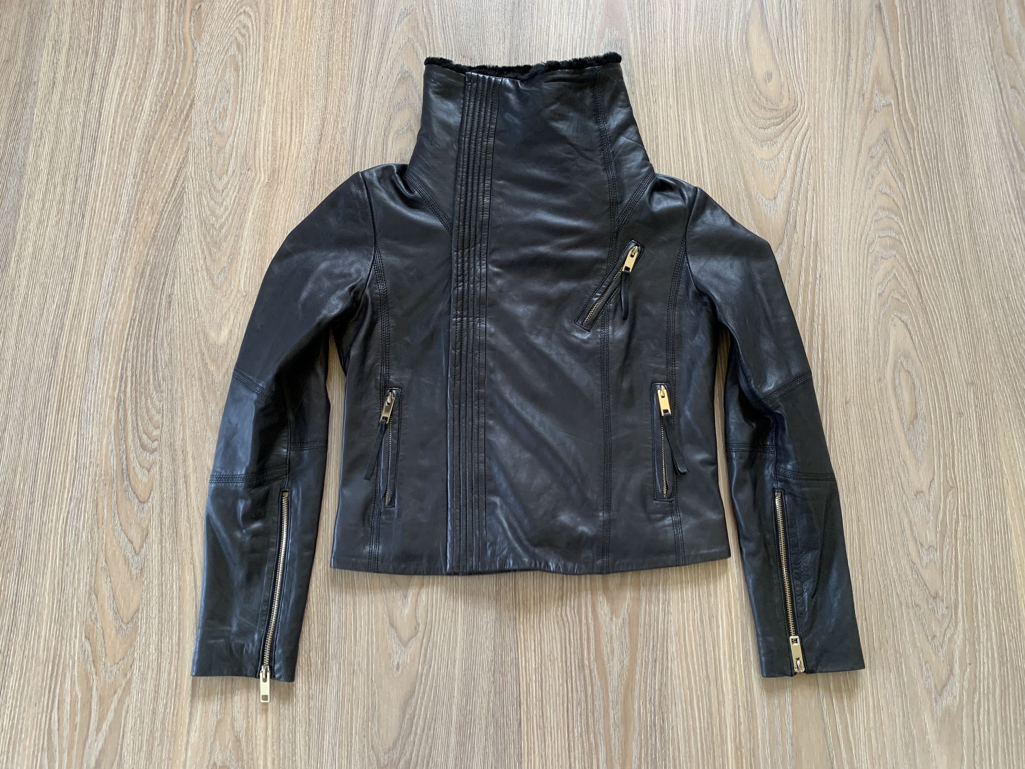 Mango Mango Black Leather Biker Jacket With Fur Size S / US 4 / IT 40 - 10 Thumbnail