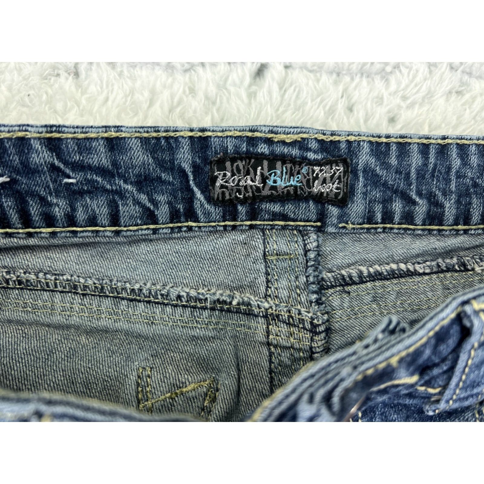 Denime Royal Blue Jeans Womens 7 Bootcut Low Rise Embroidered Denim 5-Pocket Regular Inseam 33in Blue Cotton Vintage: No Size 28" / US 6 / IT 42 - 4 Thumbnail