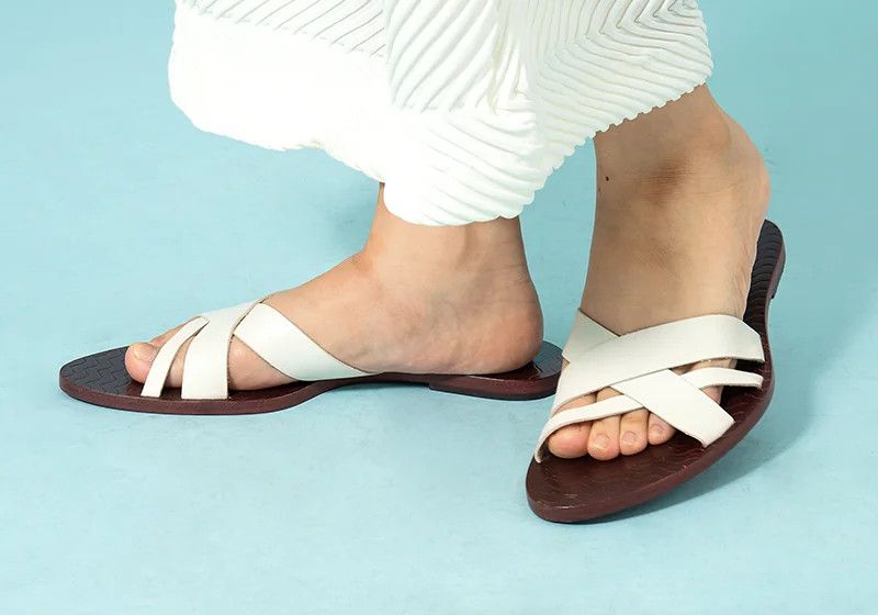 Jean Paul Gaultier Leather Cross Strap Sandals in Black and White Size 25 Size US 7 / EU 40 - 13 Thumbnail