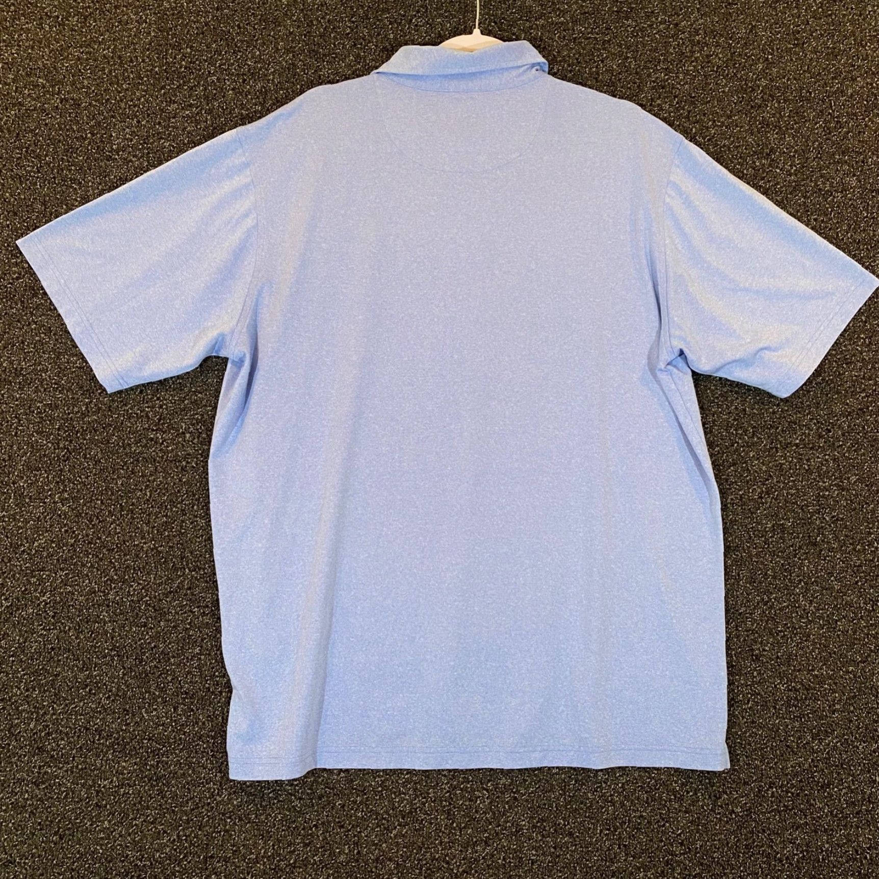 Vintage DONALD ROSS Polo Mens Large Blue Tree Chopping Course Performance Golf Shirt S/S Size US L / EU 52-54 / 3 - 7 Thumbnail