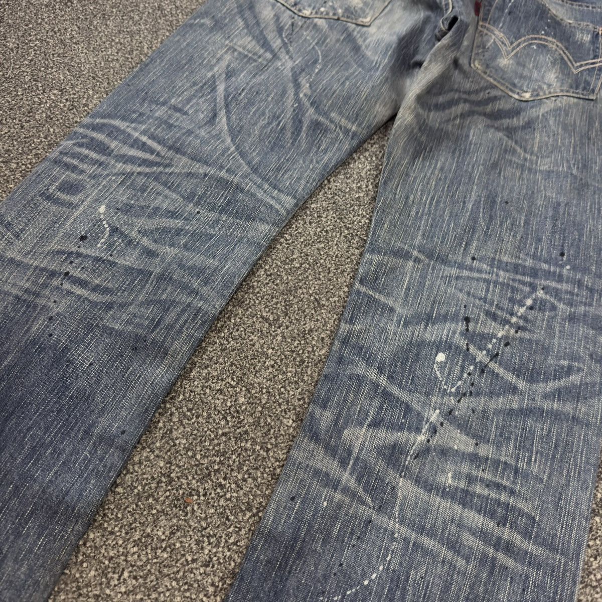 Seditionaries 🇯🇵 Vintage 90s Edwin 503 Blue Trip Distressed Splash Paint Size US 30 / EU 46 - 12 Thumbnail
