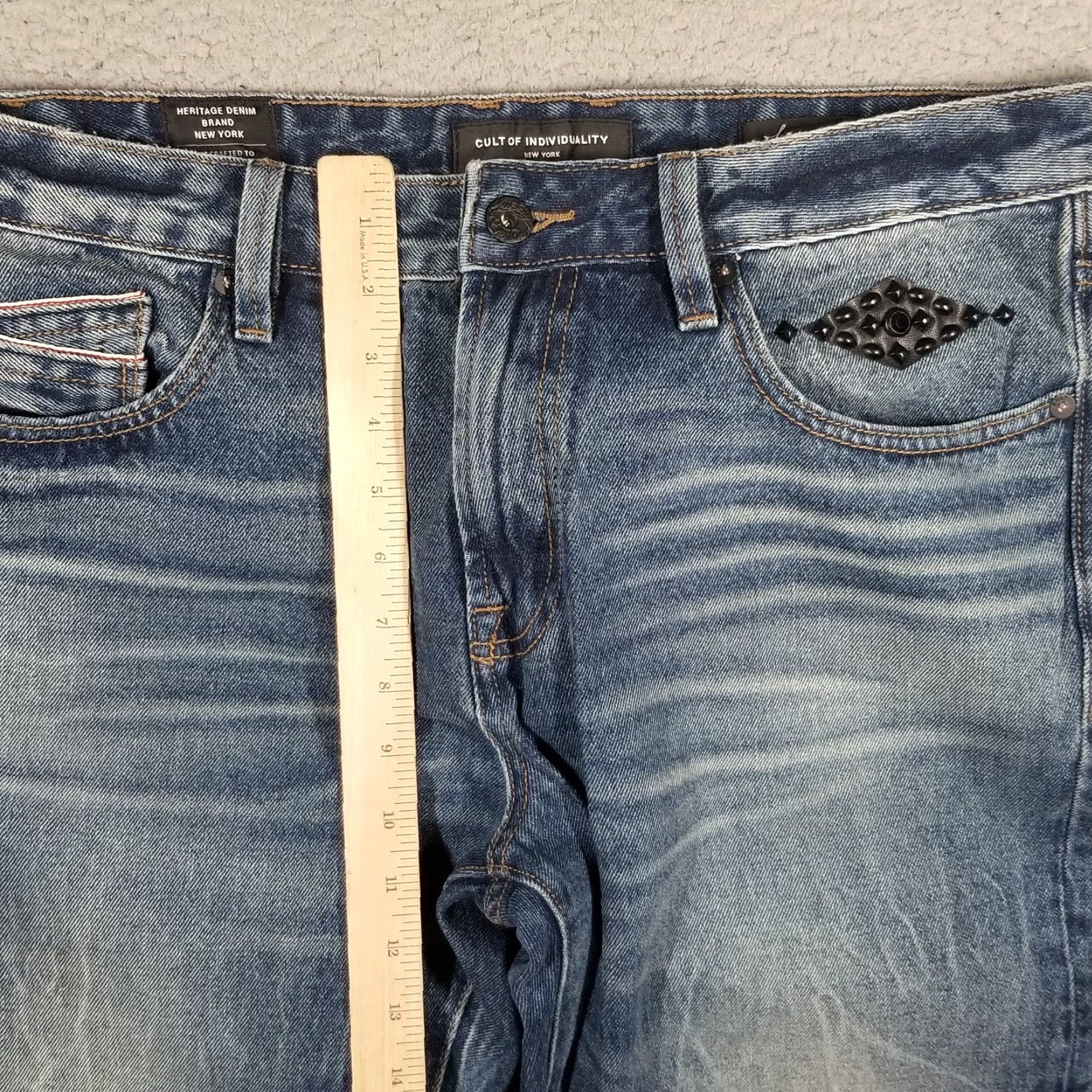 Cult Of Individuality VINTAGE Cult of Individuality Men’s Jeans Slim Fit 34x32 Dark Blue Denim Rhinestones Punk Size US 34 / EU 50 - 6 Thumbnail