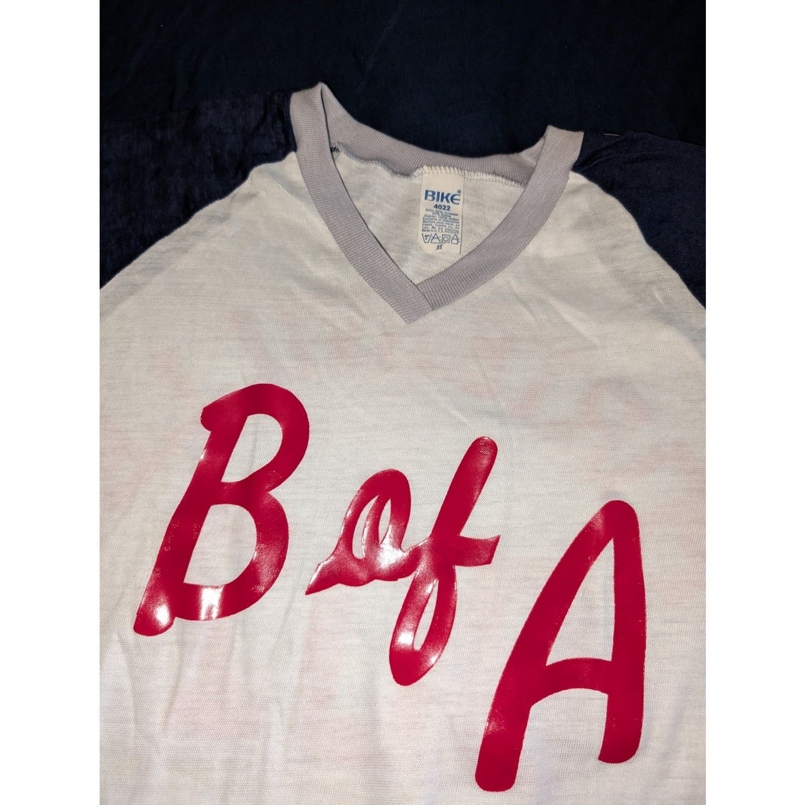 Russell Athletic Vtg Bike Raglan Baseball Tee Shirt B of A Porterville Medium Size US M / EU 48-50 / 2 - 4 Thumbnail