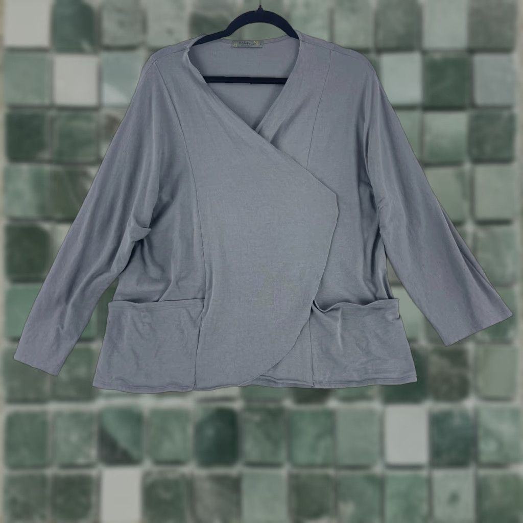 Vintage Chalet Cardigan Sweater Womens Large Gray Long Sleeve Pockets Open Front Made in USA Knit Size L / US 10 / IT 46 - 1 Thumbnail