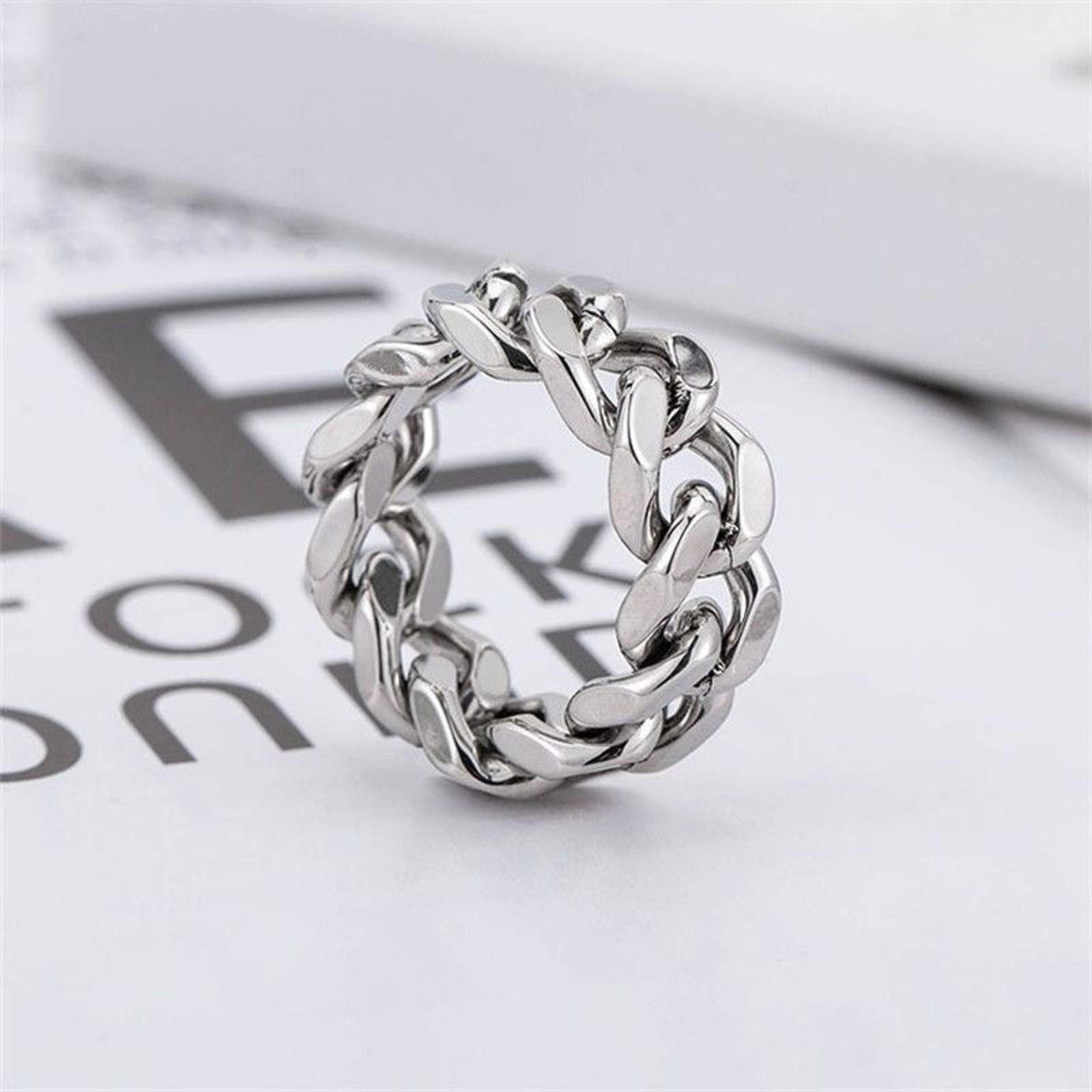 Jewelry Cuban Link Ring, Hollow Ring Size ONE SIZE - 2 Thumbnail