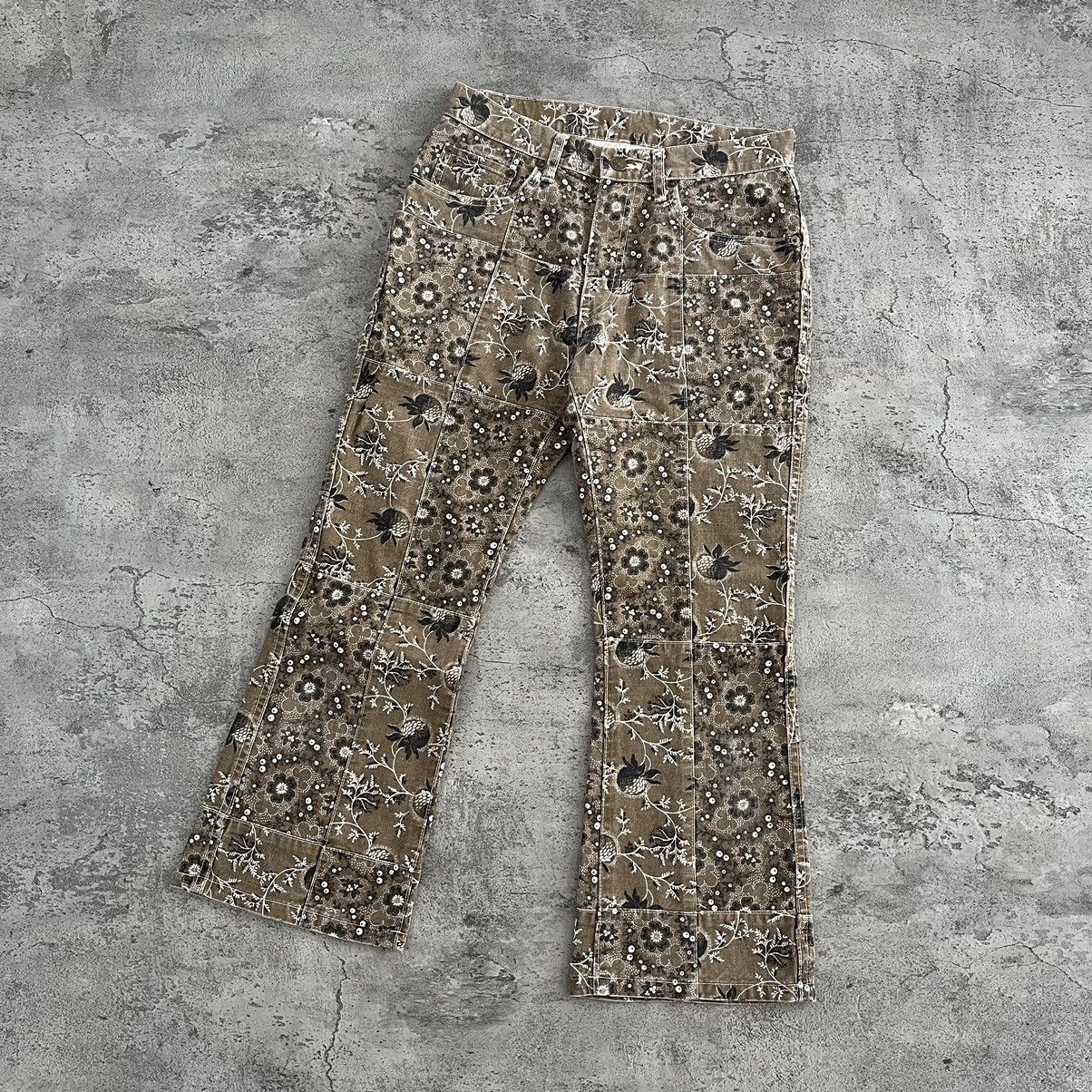 Hysteric Glamour Hysteric Glamour Floral Patchwork Flare Pants - Brown Size US 27 - 1 Thumbnail
