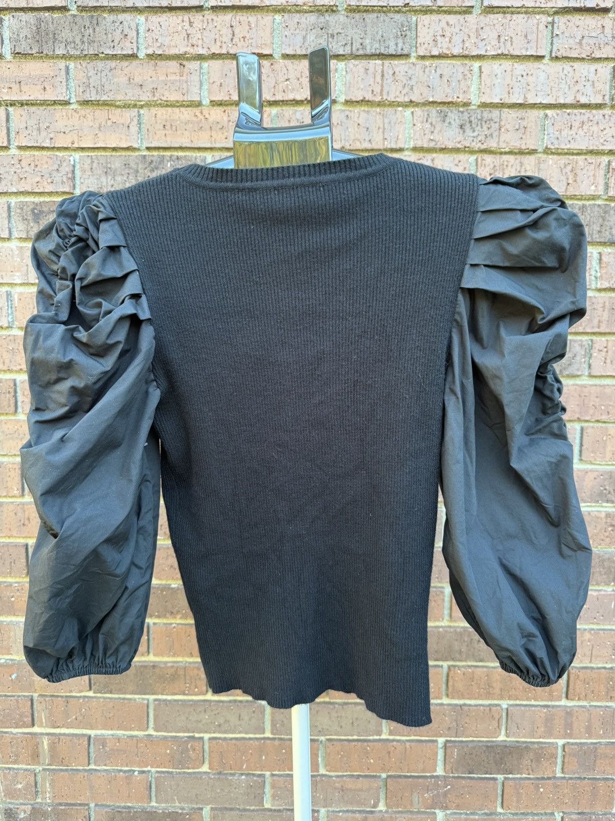 Other Lucy Paris Barra Mixed Knit Puff Sleeve Sweater Blouse Black Size M / US 6-8 / IT 42-44 - 5 Thumbnail