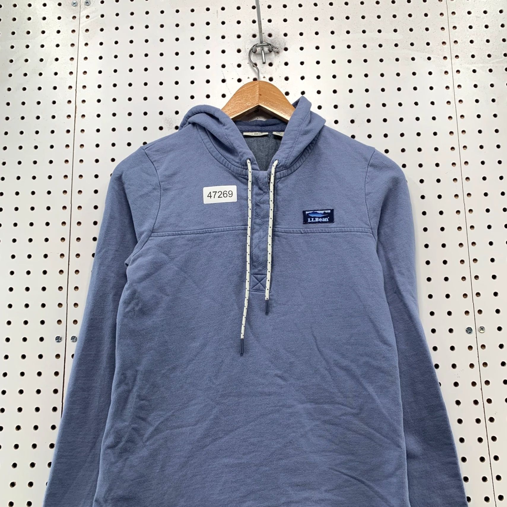 Vintage LL Bean Hoodie Sweatshirt Womens XS Blue Henley Hooded Fleece Pullover Size XS / US 0-2 / IT 36-38 - 4 Thumbnail
