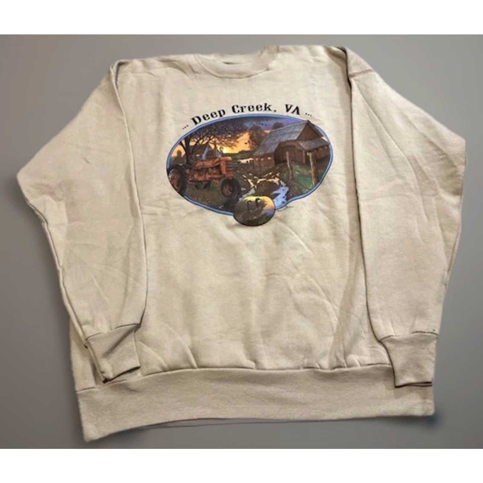 Vintage VINTAGE 90s Deep Creek Virginia Beige Crewneck Sweatshirt XL Men Pullover Nature Beige 1998 Size US XL / EU 56 / 4 - 2 Thumbnail