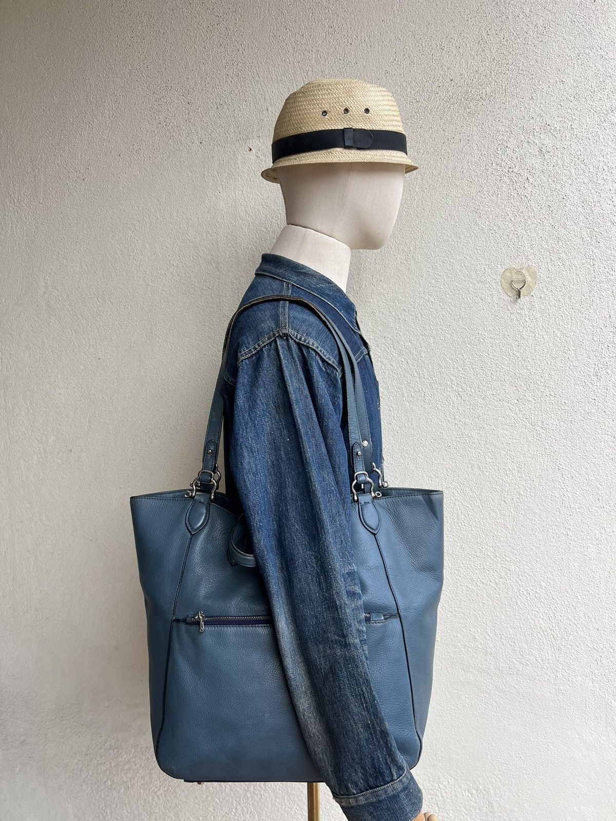 Leather FARO Japan Distressed Patina Leather 2 Way Tote Bag Size ONE SIZE - 4 Thumbnail