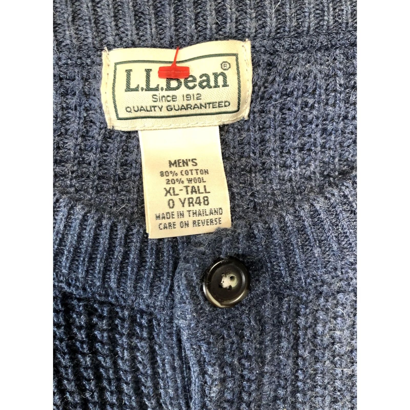 Vintage LL Bean Sweater Mens XLT Blue Waffle Knit Henley Cotton Wool Thermal Long Sleeve Crew Neck Size US XL / EU 56 / 4 - 4 Thumbnail