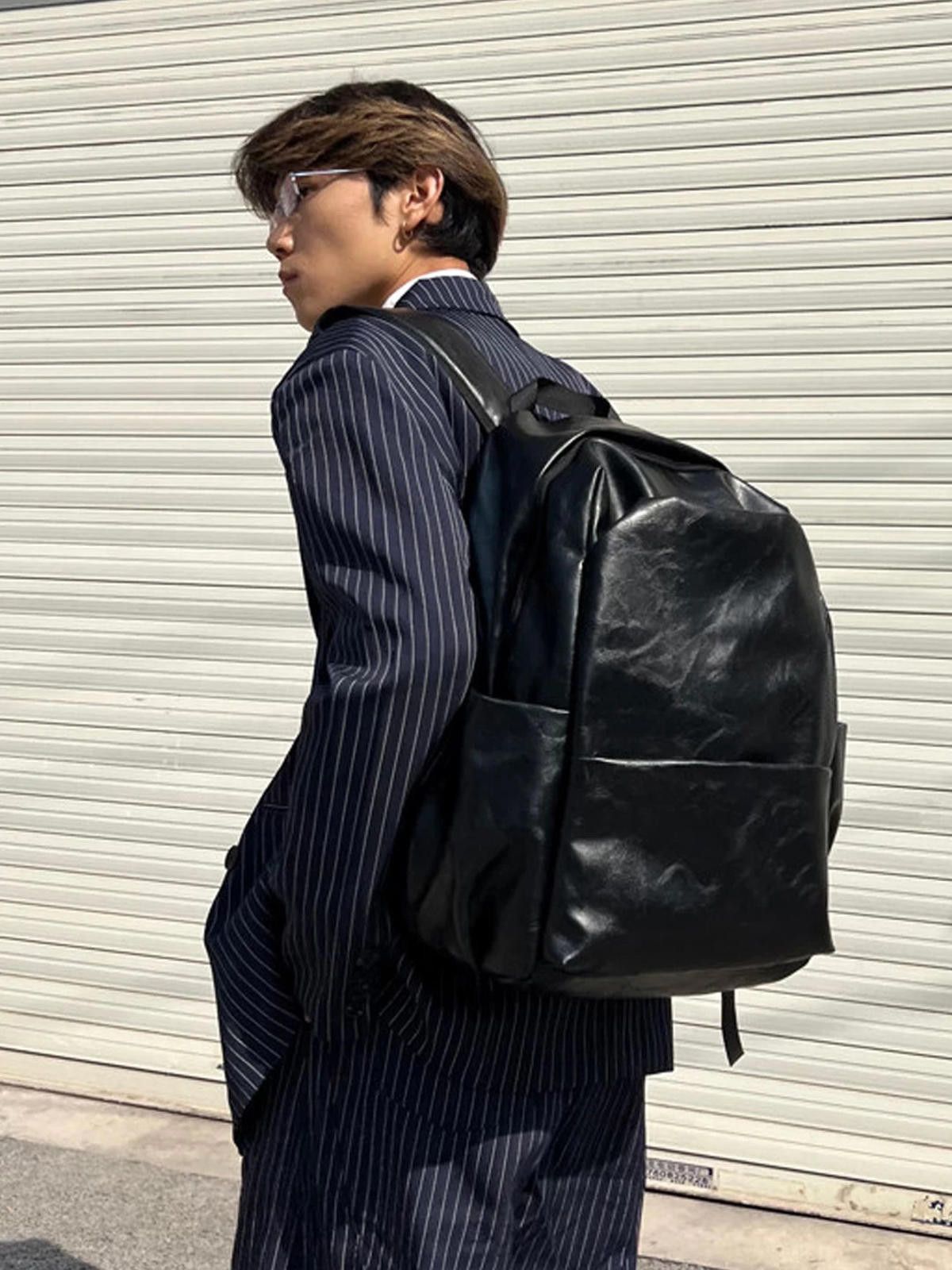 Leather Large Capacity PU Backpack Size ONE SIZE - 3 Thumbnail