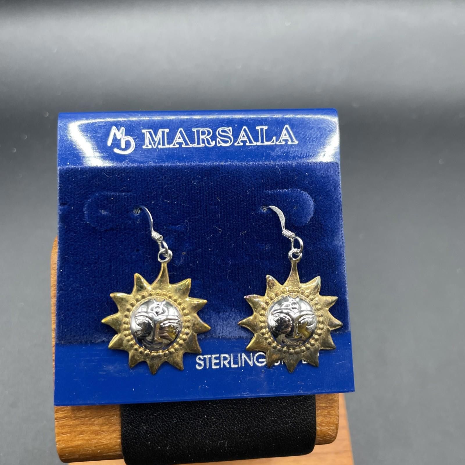 Designer Vintage 925 Marsala Sun Themed Dangle Earrings Size ONE SIZE - 1 Thumbnail