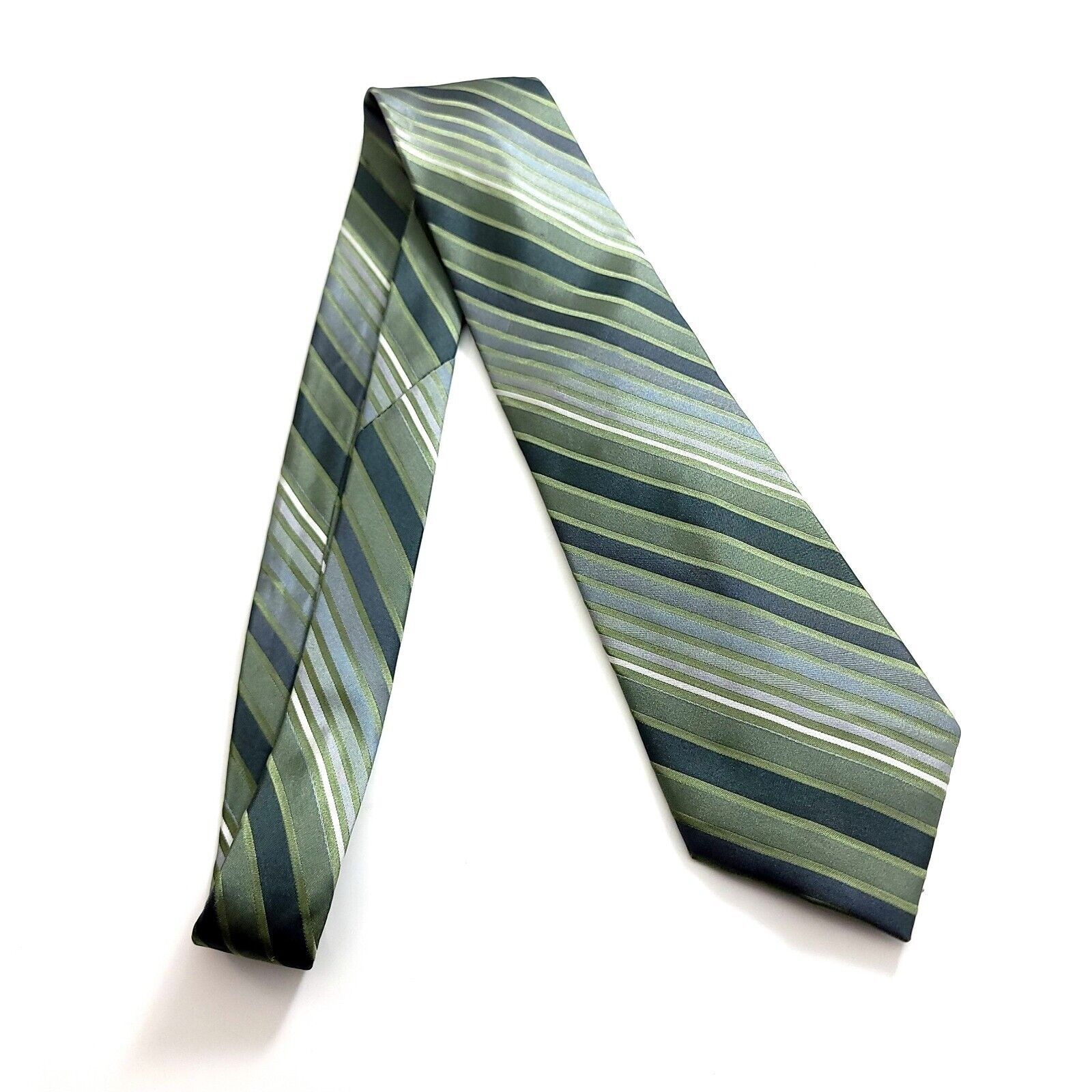 Perry Ellis Perry Ellis Portfolio Green Blue Striped Woven Silk Tie Size ONE SIZE - 6 Thumbnail