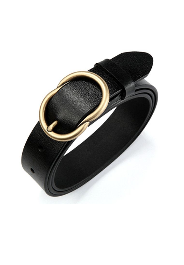 Other Black Women's Leather Belts with Gold Buckle Belt Size ONE SIZE - 2 Thumbnail