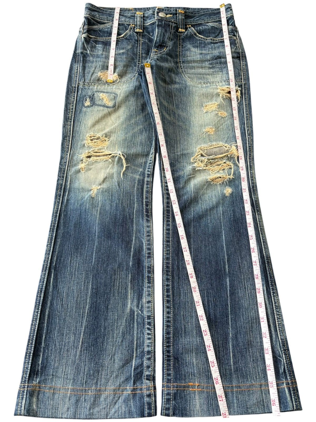 Japanese Brand Vintage Japanese Brand Rusty Wash Distress Flare Jeans Size 30" / US 8 / IT 44 - 8 Thumbnail