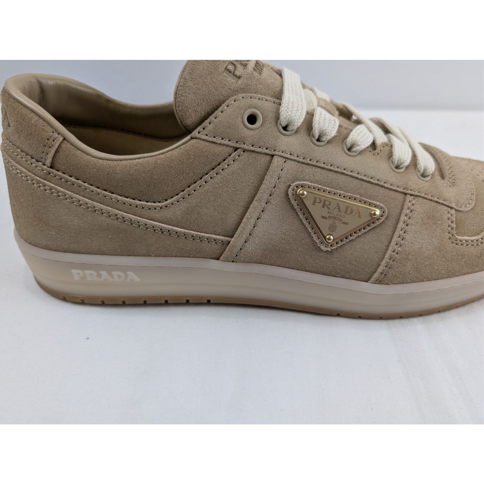 Prada o1rshd1 Downtown Delavé Suede Trainers Sneakers in ecru Size US 10 / EU 43 - 5 Thumbnail