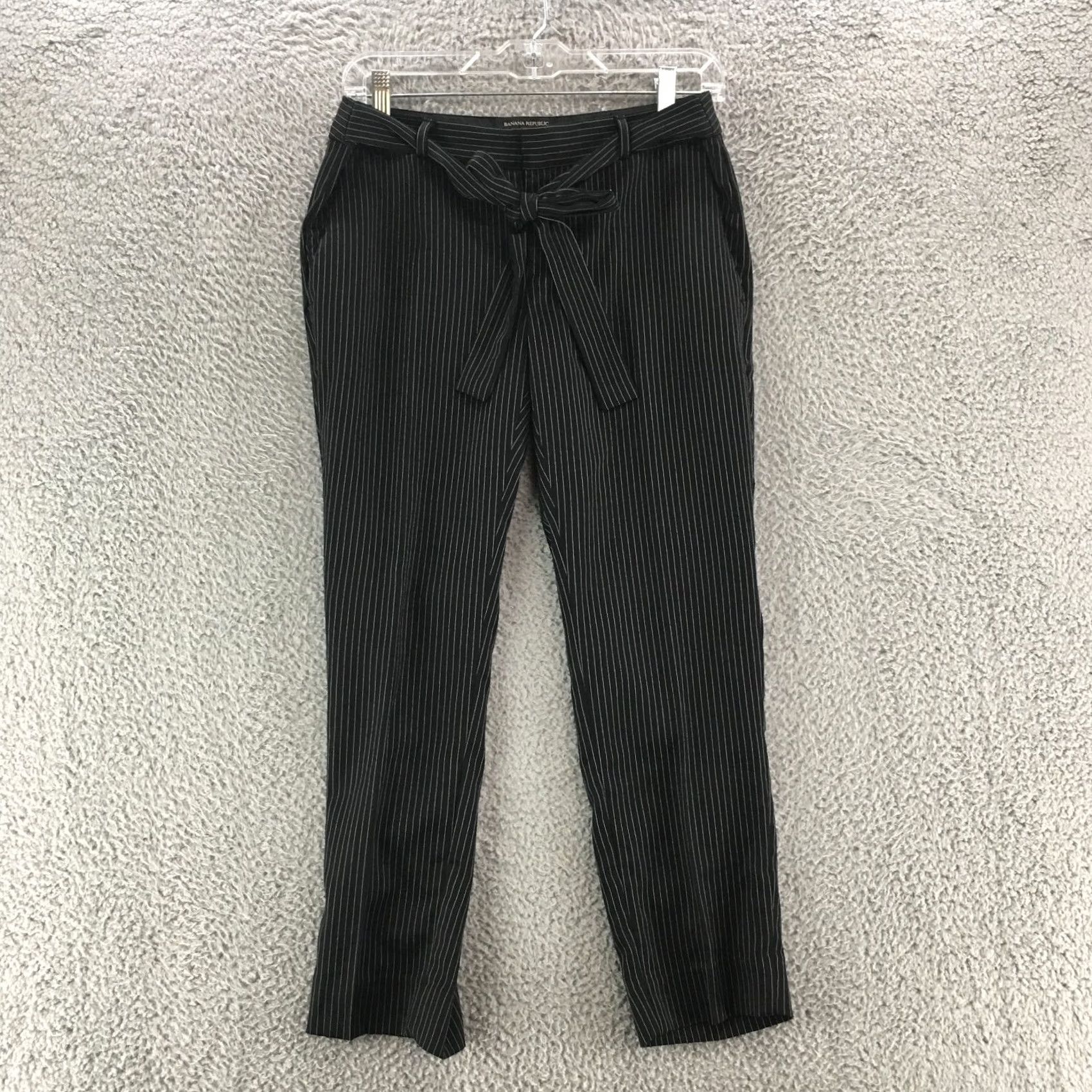 Banana Republic Banana Republic Avery Straight Trouser Dress Pants Womens 4 Petite Black Striped Pants Size 27" / US 4 / IT 40 - 2 Thumbnail