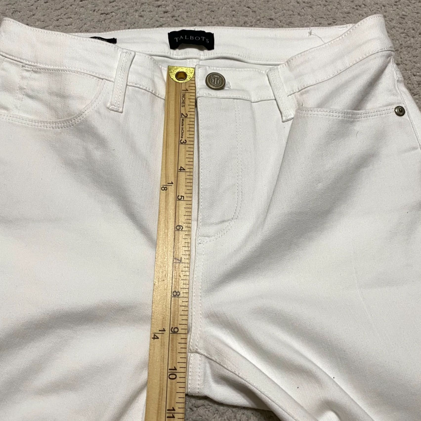 Talbots Talbots Womens Jeans Cropped Size 2 White Denim Jegging Mid Rise Pants 5-Pocket Solid Cotton Polyester Spandex Clothing Womens Size 26" / US 2 / IT 38 - 7 Thumbnail
