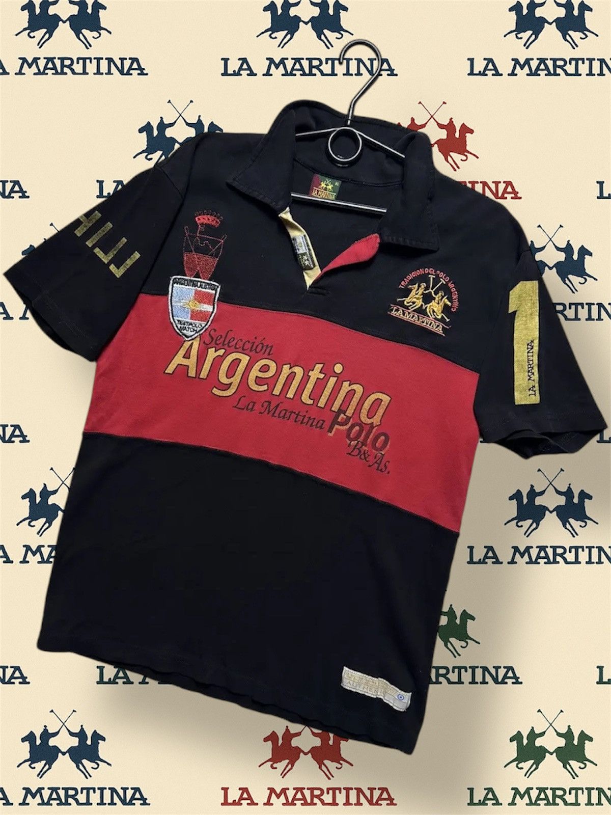 La Martina Vintage polo Team La Martina Argentina number 1 big logo L Size US L / EU 52-54 / 3 - 1 Thumbnail