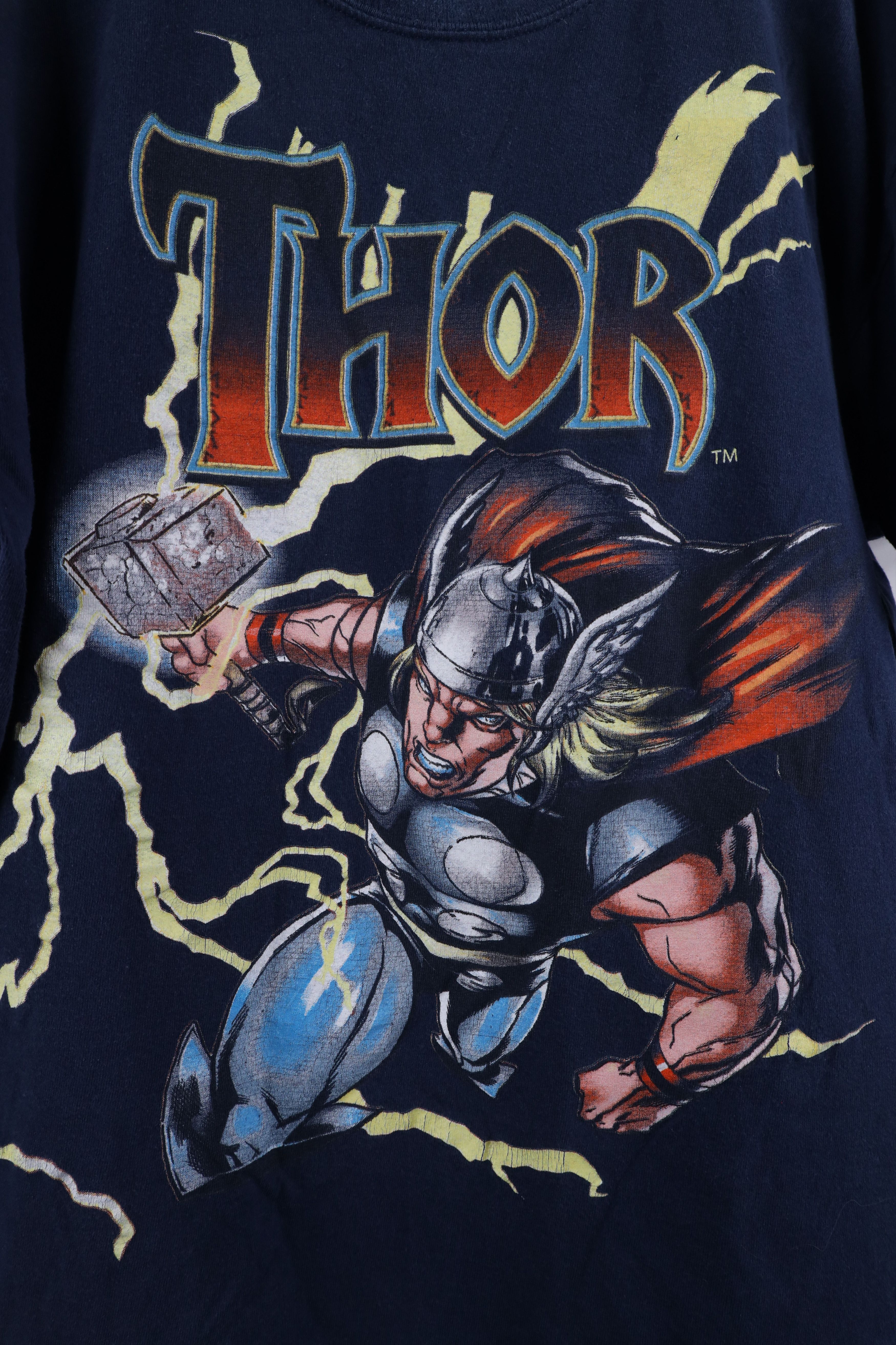 Vintage Vintage Marvel Comics Spell Out Big Logo Thor T-Shirt Blue Size US L / EU 52-54 / 3 - 5 Thumbnail