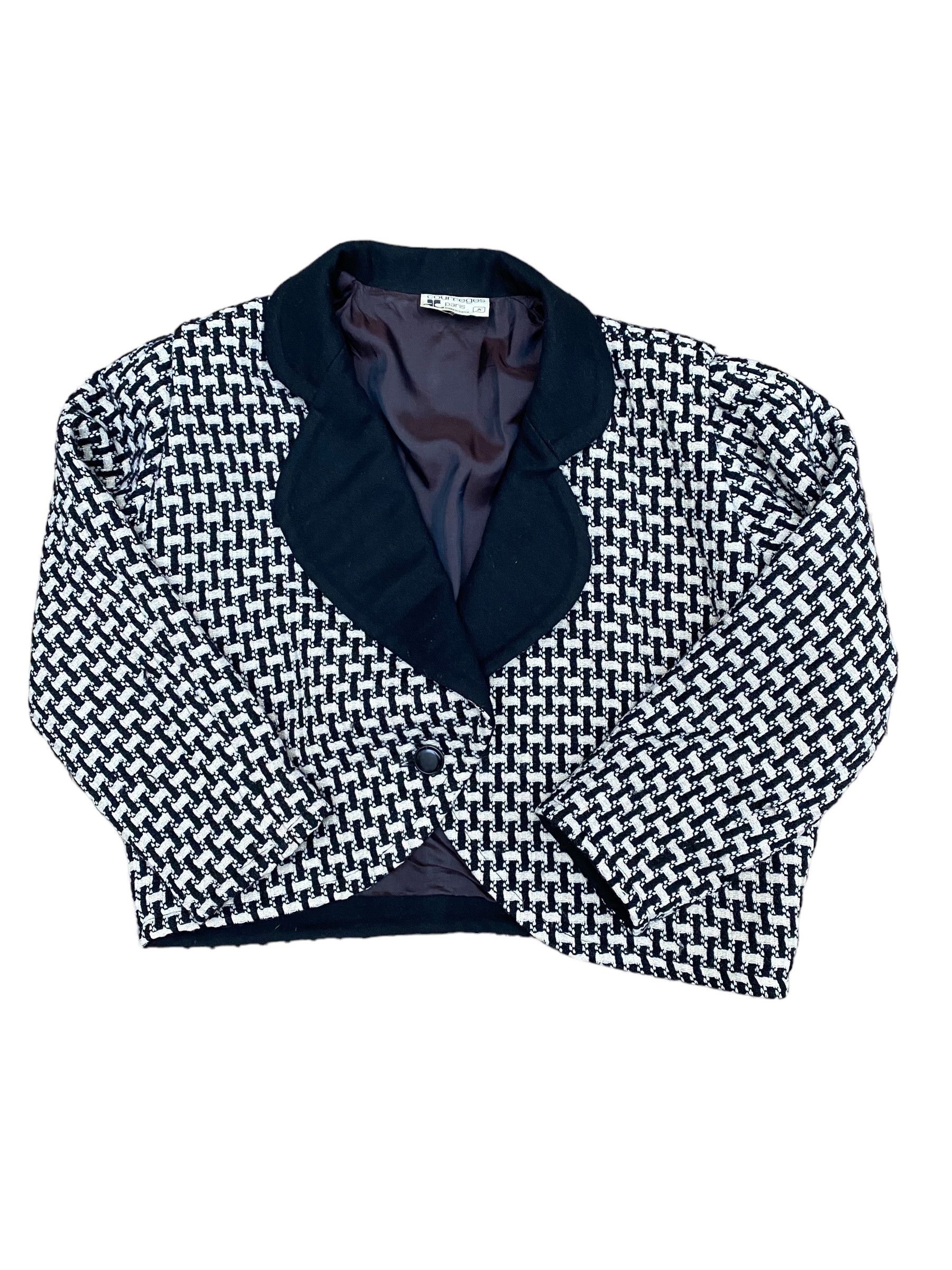 1970s Houndstooth Wool Short length Blazer Jacket
