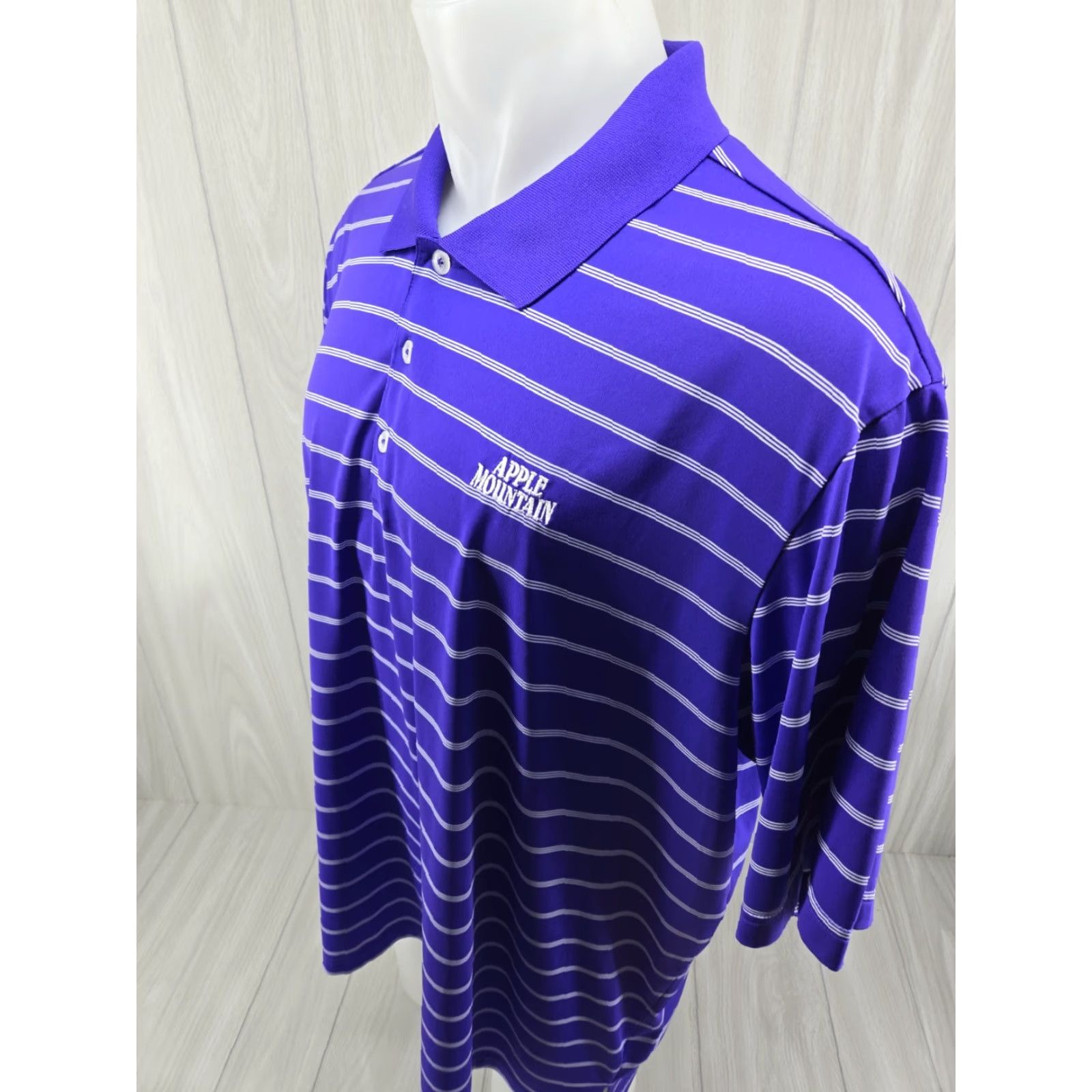 Adidas Adidas Apple Mountain Puremotion Men's Polo 2XL Purple Striped Golf Shirt Size US XXL / EU 58 / 5 - 4 Thumbnail