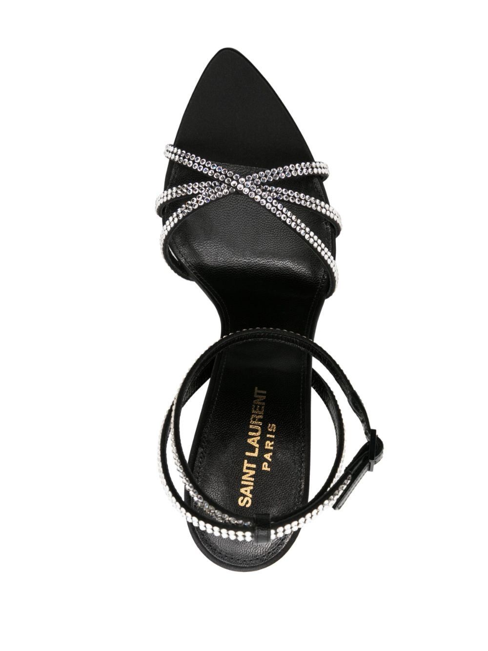 Saint Laurent Paris o1s1wg111025 Ava 105mm Rhinestone Embellished Sandals Black Size US 12 / IT 42 - 5 Thumbnail