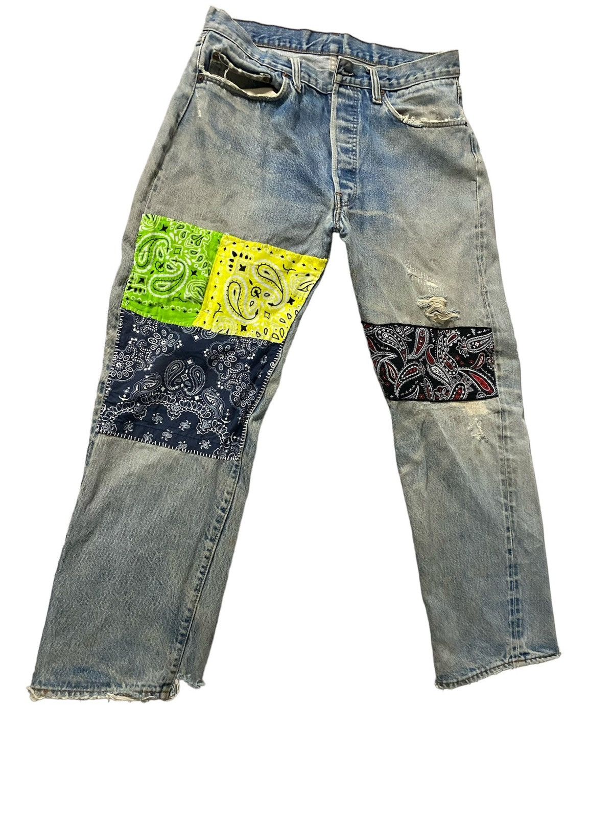 Levi's × Vintage Vintage Thrashed Distressed Custom Levis Selvedge Button 6 Size US 35 - 4 Thumbnail
