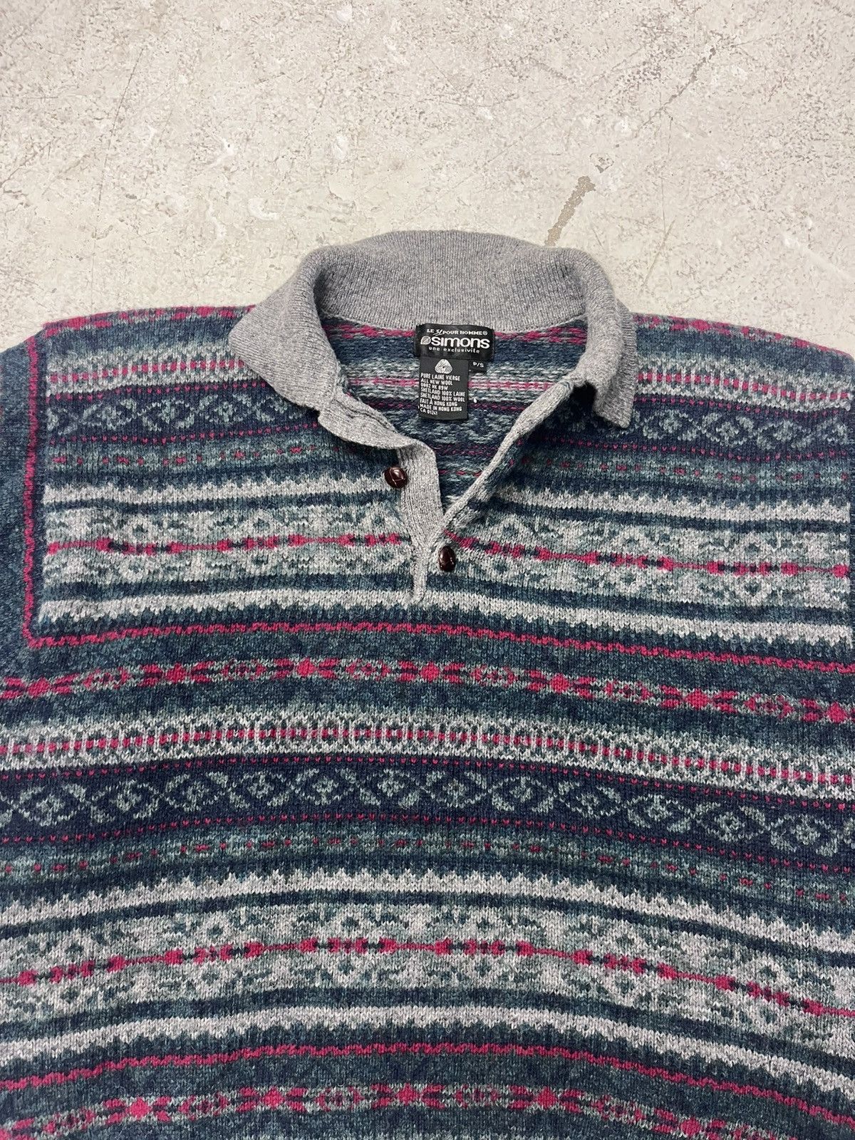 Simons Vintage collared men’s knit sweater Size US M / EU 48-50 / 2 - 1 Thumbnail