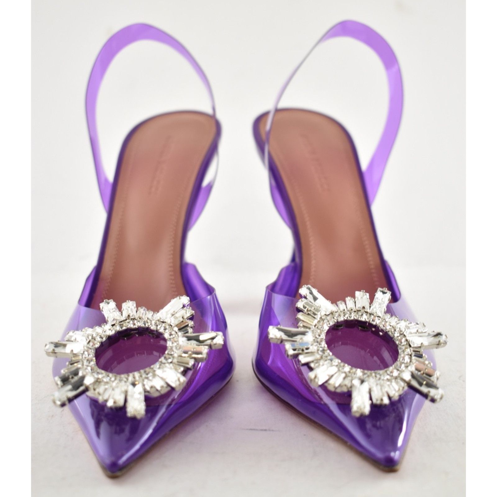 Amina Muaddi Amina Muaddi 95 Begum Glass PVC Purple Slingback Size US 9 / IT 39 - 12 Thumbnail