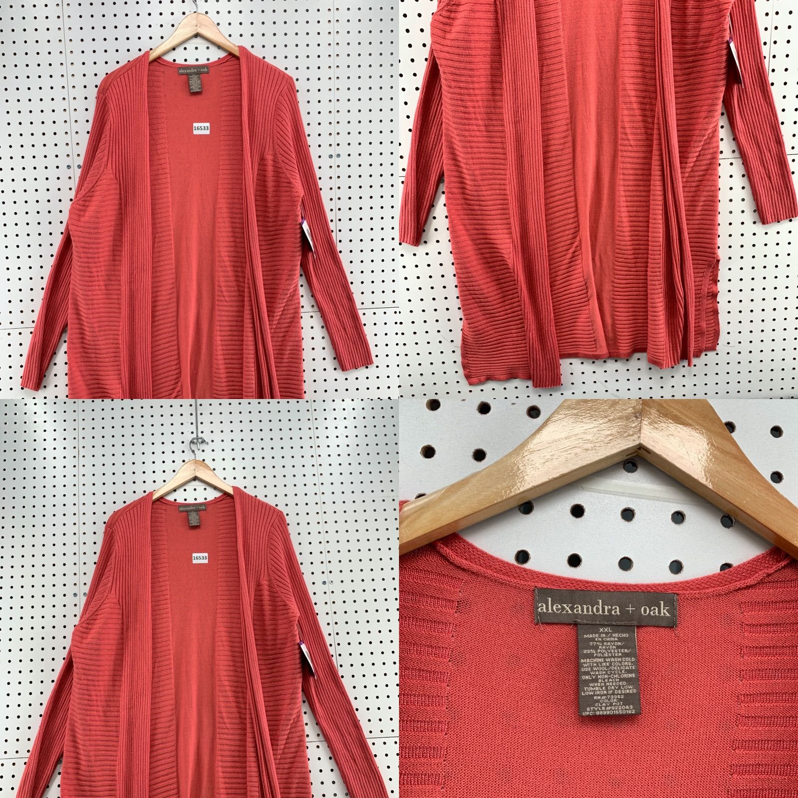 Vintage NEW Alexandra + Oak Long Sleeve Ribbed Cardigan Sweater 2XL XXL Long Open Front Size XXL / US 16-18 / IT 52-54 - 8 Thumbnail
