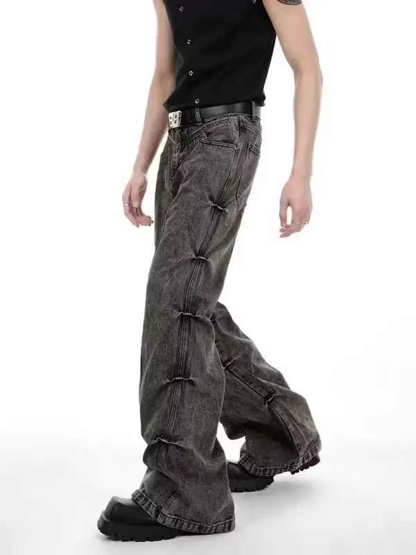 VIBE Vintage washed distressed micro-flared high-waisted jeans Size US 34 / EU 50 - 4 Thumbnail
