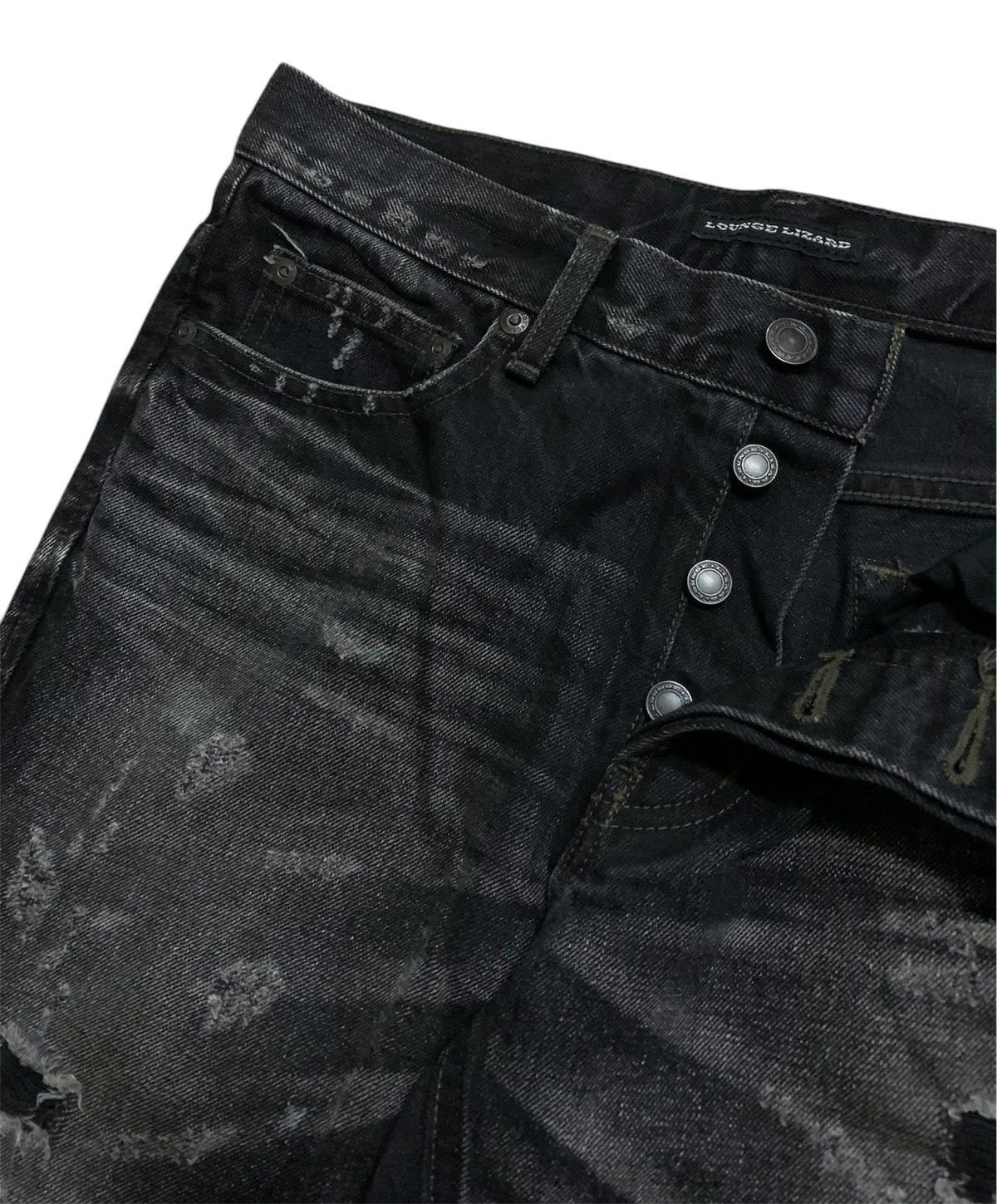 Lounge Lizard 💥Avavt-Garde Lounge Lizard Ripped Black Denim Size US 30 / EU 46 - 3 Thumbnail