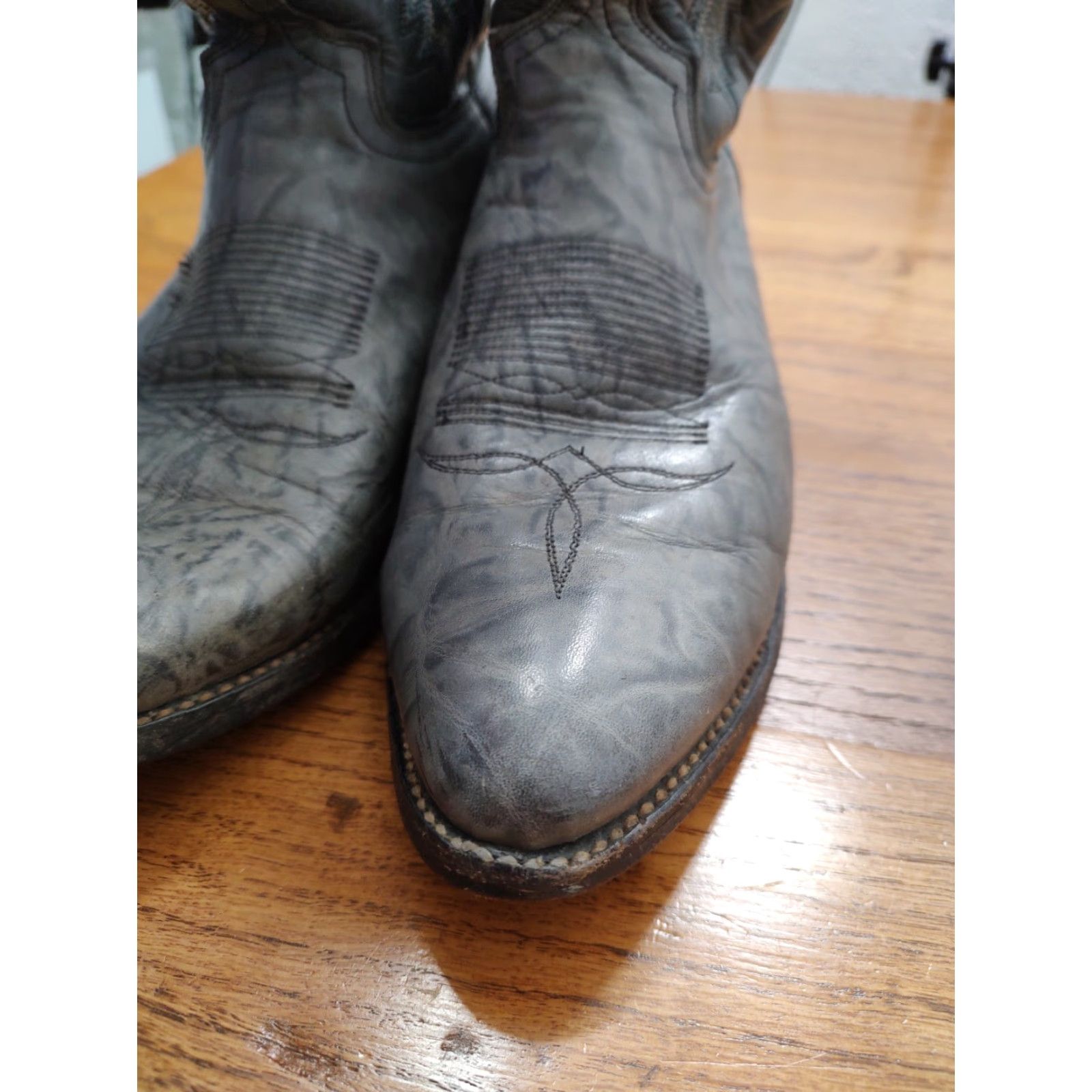 VINTAGE Abilene Cowboy Boots Mens 10.5 D Gray Marble Western Boots 6725