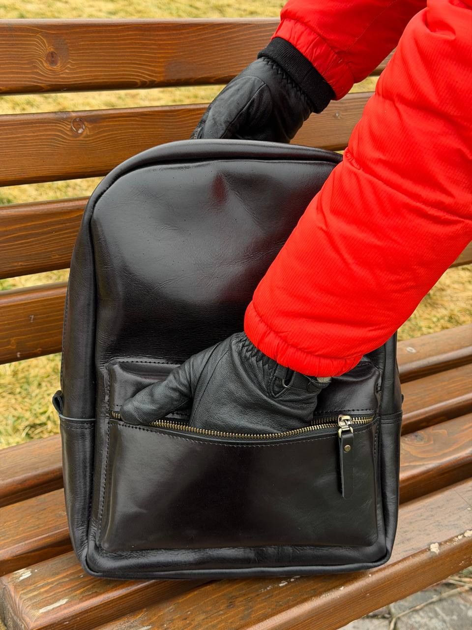Handmade Leather backpack. Genuine leather Size ONE SIZE - 8 Thumbnail