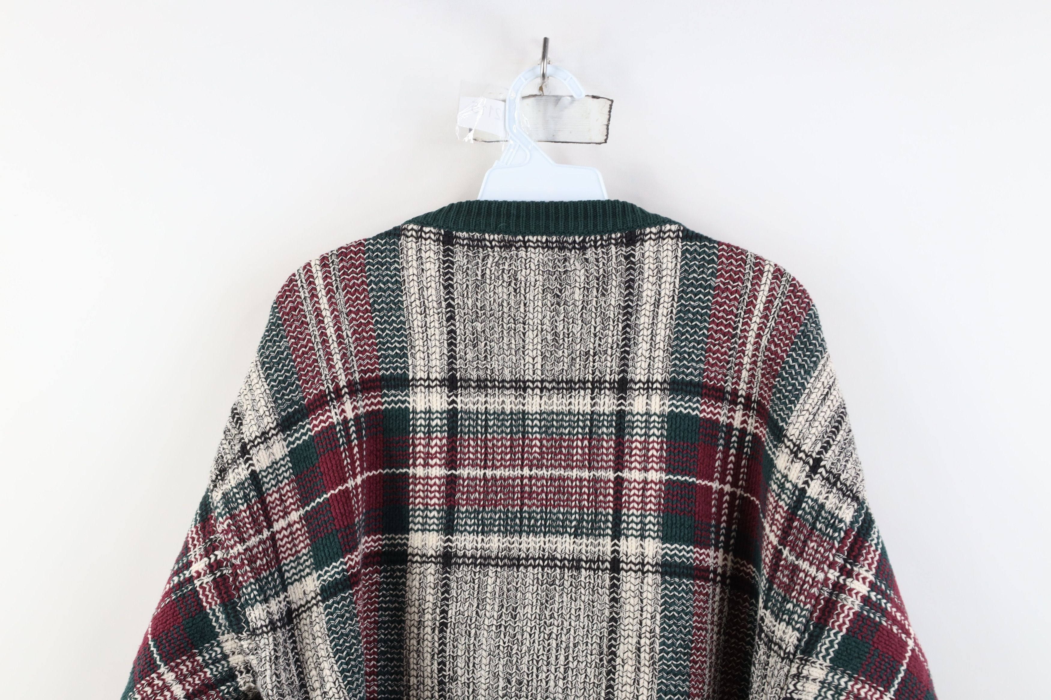 Vintage Vintage 90s Streetwear Cotton Knit Crewneck Sweater Plaid Size US M / EU 48-50 / 2 - 7 Thumbnail